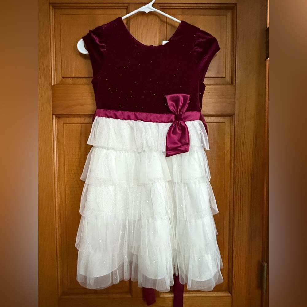 Jona Michelle Burgundy and White Layered Dress